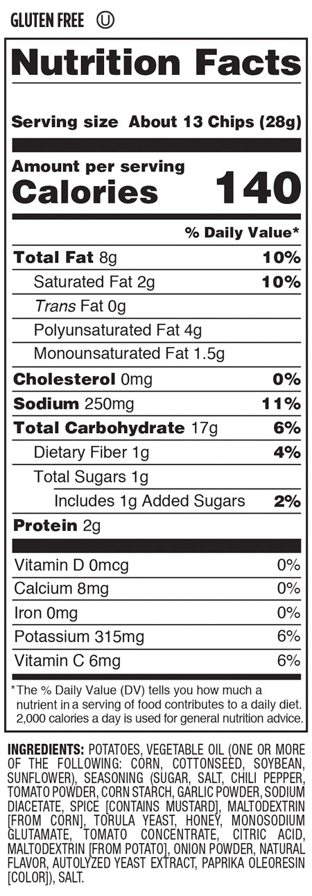 Nutrition Facts and Ingredients For kettle cooked honey sriracha chips