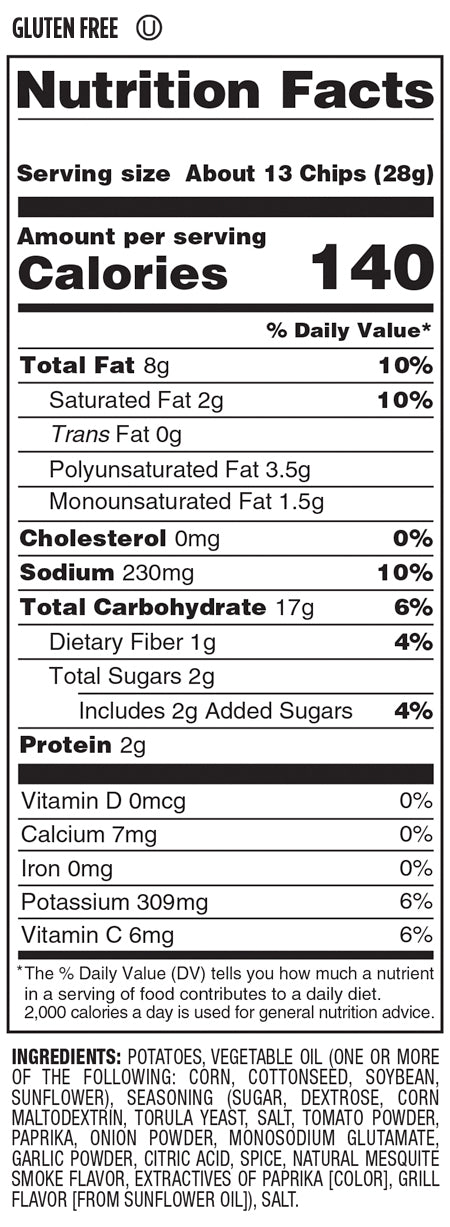 Nutrition Facts and Ingredients For kettle cooked mesquite bbq chips