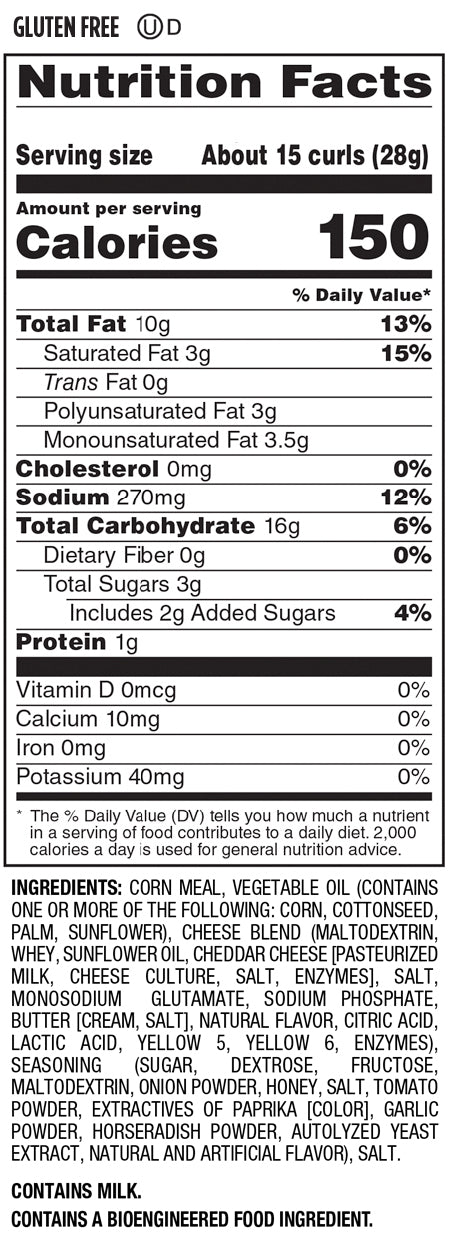 Nutrition Facts and Ingredients For honey cheese curls