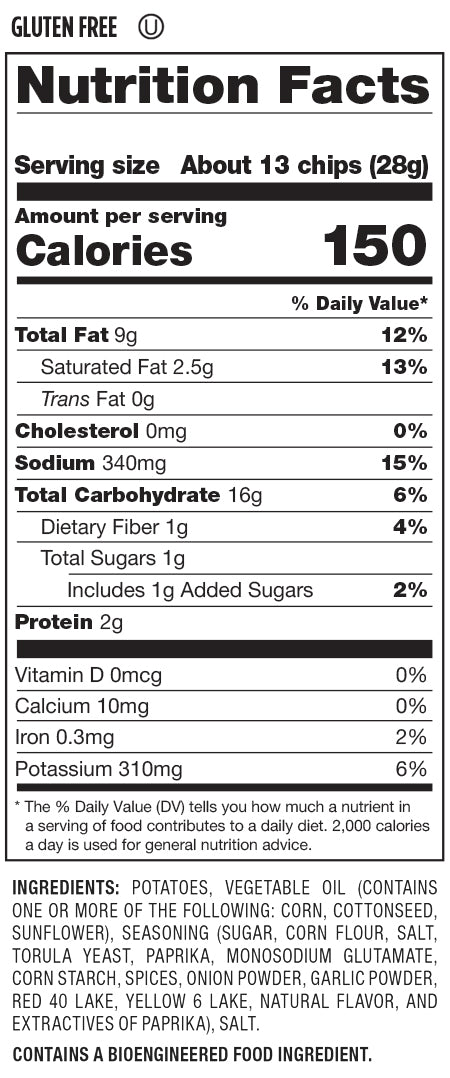 Nutrition Facts and Ingredients For red hot chips