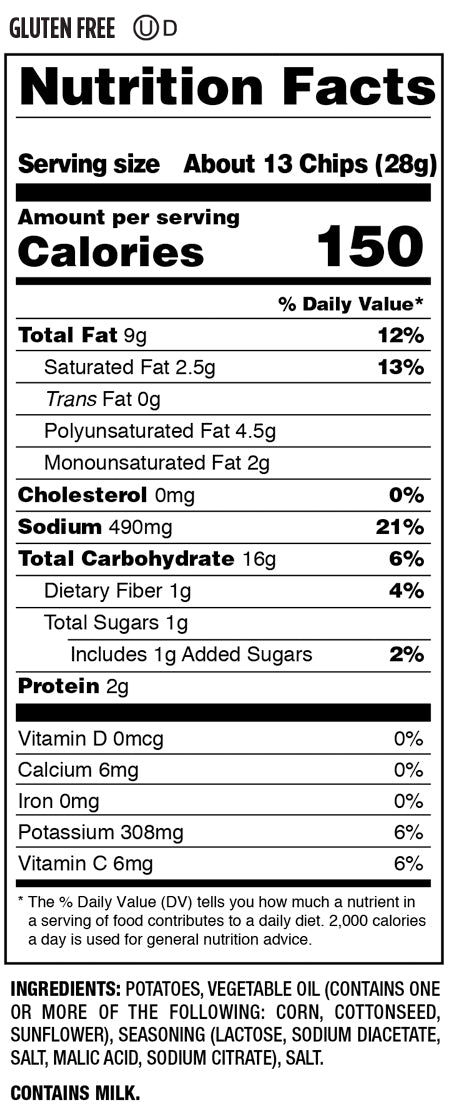 Nutrition Facts and Ingredients For salt and vinegar chips