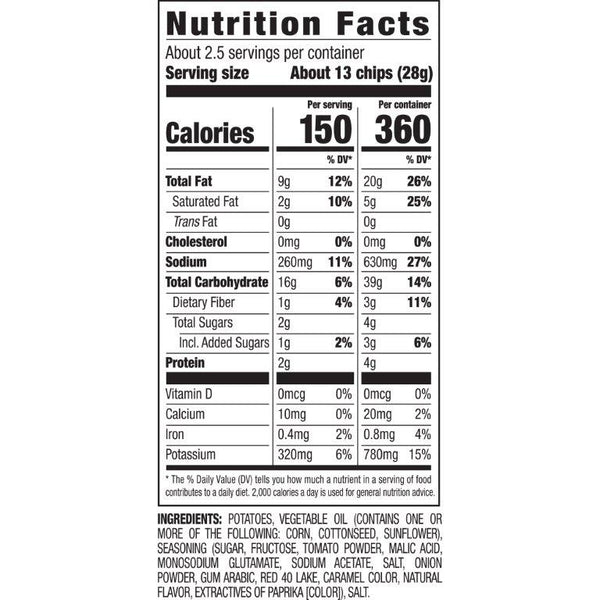 Nutrition Facts and Ingredients For Ketchup Sandwich Chips