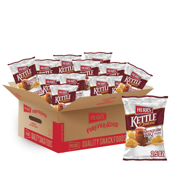 Case of 2.5 ounce kettle cooked mesquite barbecue chips