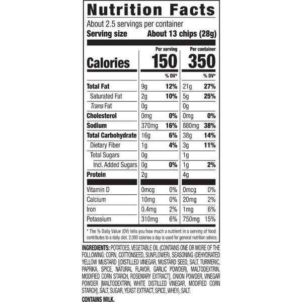 Nutrition Facts and Ingredients For Mustard Sandwich Chips