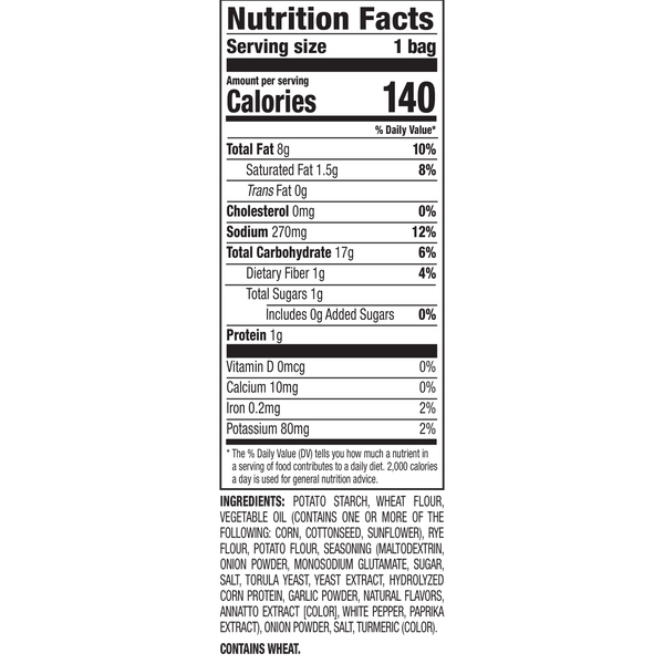Nutrition Facts and Ingredients For Onion Flavored Rings