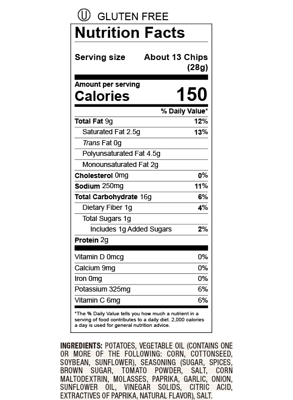Nutrition Facts and Ingredients For Stubbs original chips