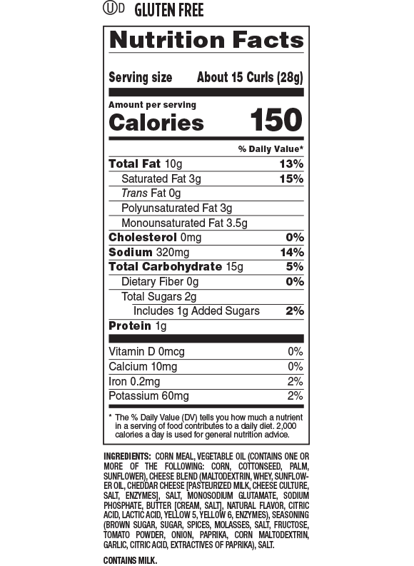 Nutrition Facts and Ingredients For Stubbs sticky sweet curls