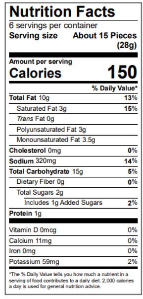 Nutrition Facts and Ingredients For Stubbs Sweet Barbecue chips