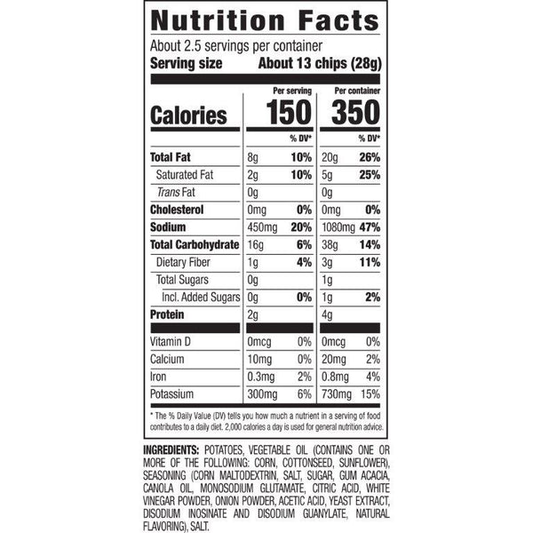 Nutrition Facts and Ingredients For Sweet Onion Sandwich Chips